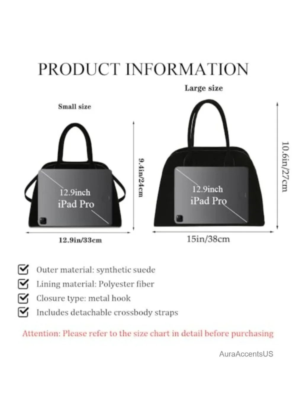 Womens Suede Tote Bag Faux Leather Top Handle Satchel Retro Shoulder Bag